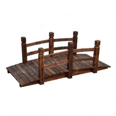 China Traditional garden wooden bridge with double railings for sale