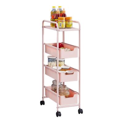 China China Manufacturer Stocked Kitchen Trolley With Wheels Mobile Storage Wheel Basket Trolley for sale