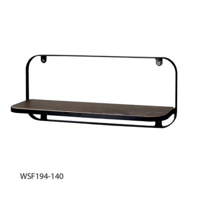 China Industrial Wall Mounted Storage Shelves Floating Wall Mount Shelf With Black Metal Frame for sale