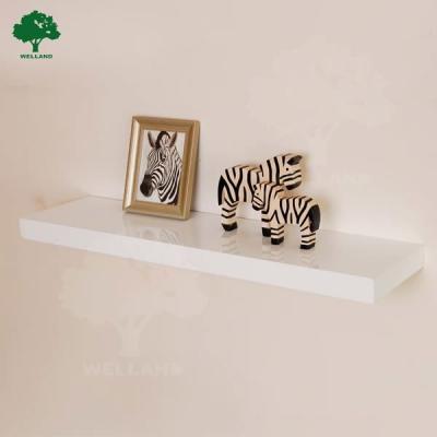 China PANEL Floating Wall Shelf Hanging Furniture, Wooden Wall Shelf Design Thin Wall Shelf White Color for sale