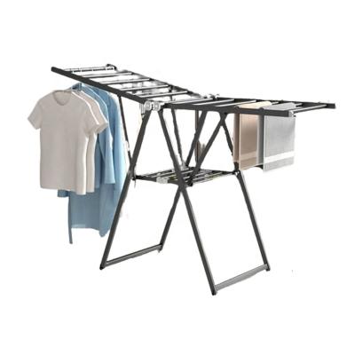 China Minimalist clothes rack bedroom balcony standing folding aluminum alloy rack wing-shaped clothes drying rack for sale