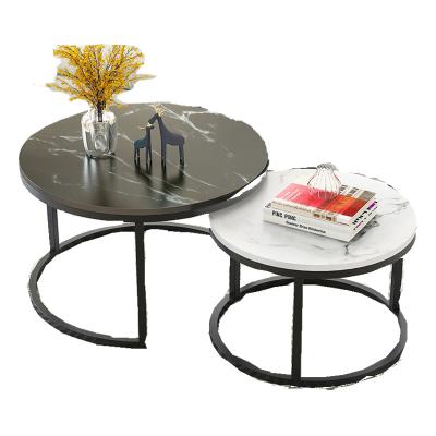 China Creative coffee table apartment faux marble instagram iron tea table (the other) Nordic adjustable glass coffee table small living room for sale