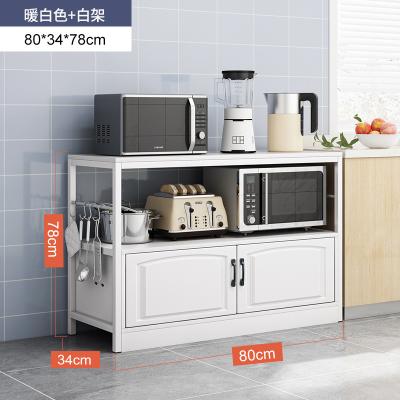 China Kitchen Minimalist Shelves in Storage Multi-Layer Rack Storage Cabinet Multi-Functional Microwave Corner Shelf with Doors for sale