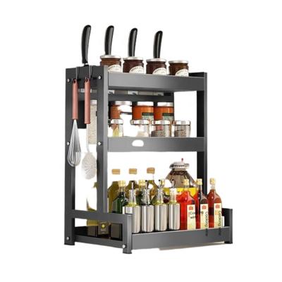 China Multi-function Storage Minimalist Household Spice Stand Kitchen Knife Rack Condiment Shelf for sale