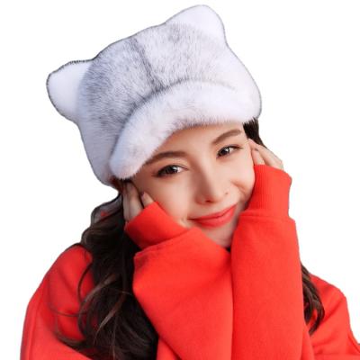 China Wholesale china factory good quality knitting top hat leisure and mink fur women's hat for women for sale