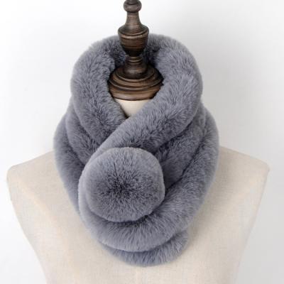 China Conventional Fashion Various Colors Winter Warm Thicken Imitation Grass Faux Fur Accessories Plush Scarf Women for sale