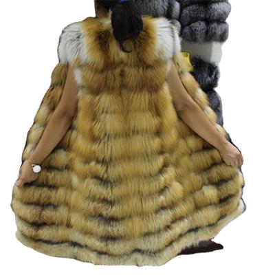 China Viable Wholesale Price 100 Cm Long Design True Red Fox Fur Vest Women Winter Natural Fur Vest for sale