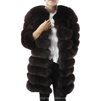 China New Style Sustainable Women Winter Luxury Removeable Sleeves And Real Fur Jacket Length Fox Fur Coat for sale