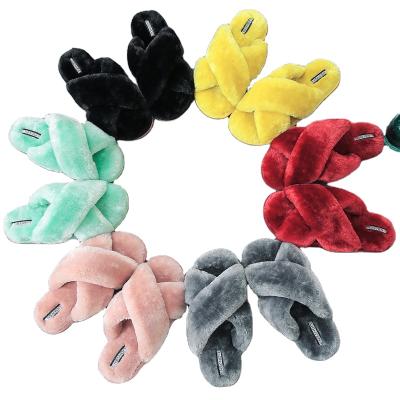 China Large Oxford Autumn Women's Wool Slippers Outdoor Children's Wool Slippers Comfortable Cake Border Sheep Bottom Warm Cotton Slides for sale