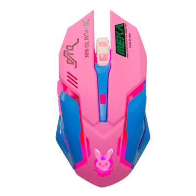 China Smooth Feeling USB Office Home Optical Pink Mouse 2400 DPI Rechargeable For Laptop PC PC Gaming Cute Wireless Mouse for sale