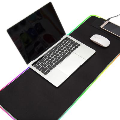 China Wireless Charger Lighting Mousepad Mat 15W Qi Fast Charging Luminous Mouse Pad With Wireless Charger for sale