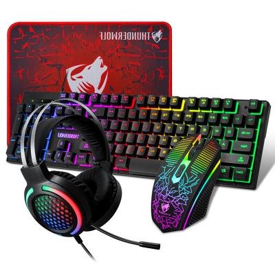 China Customized Waterproof USB LED Gaming Headset and Mouse Pad Combo 4 in 1 Gaming Set for sale