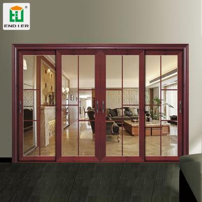 China Slide of 4 Panel Patio Sliding Door Sliding Door Aluminum Glass Grill Design for Home for sale