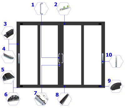 China Ali Baba Porcelain Hurricane Proof Modern Impact Soundproof Aluminum Frame Windproof Sliding Glass Door for sale