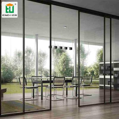 China Sliding Modern Villas House Aluminum Waterproof Tempered Glass Sliding Door For Kitchen Entrance for sale