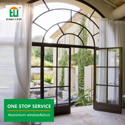 China Factory Wholesale Thermal Break Swing Arch Aluminum Door Arched Doors Half Arched Doors With Glass for sale