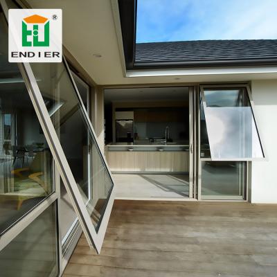 China Intimidating Top Hung Tempered Glass Aluminum Swing House Balcony German Casement Windows Top-hinged Window for sale