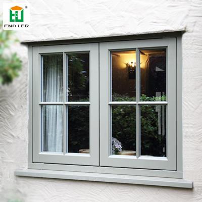 China Exterior French Aluminum Stained Glass Double Casement Window Swing Opening Aluminum Residential Casement Windows in Pakistan for sale