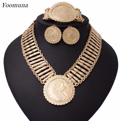 China CLASSIC Women African Jewelry Sets Gold Color Fashion Bridal Wedding Elegant Romantic Wedding Necklace Jewelry Sets for sale