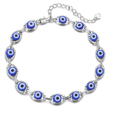 China Turkey Style Evil Eyes Zircon Bracelet 316L Casual/Sporty Hot Selling Stainless Steel With 18K Rose Gold Plated Blue Eyes Silver Bangles for sale