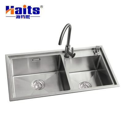 China Without Faucet Double Bowl Sink Kitchen Furniture Square Kitchen Sinks Stainless Steel Undermount for sale