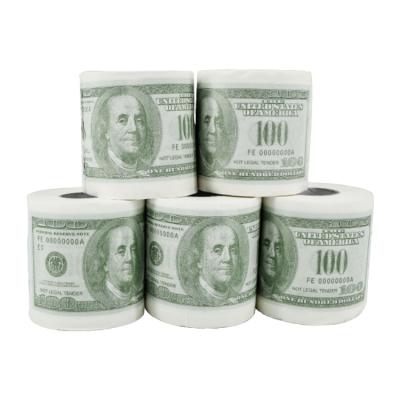 China Creative Funny 100 Money Bamboo Dollars Printed Custom Custom Toilet Paper Toilet Paper Bamboo Roll Party Supplies for sale