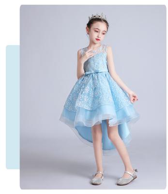 China Princess Children Tea Length 3D Tail Style Summer Dry Cleaning Floral Bridesmaid Dresses for sale