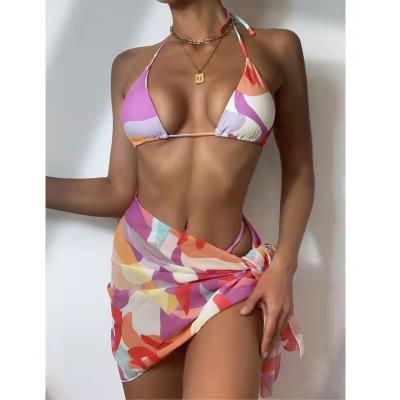 China Floral Print Breathable Swimwear Beach Wear For Women 3 Piece Set Bikini for sale