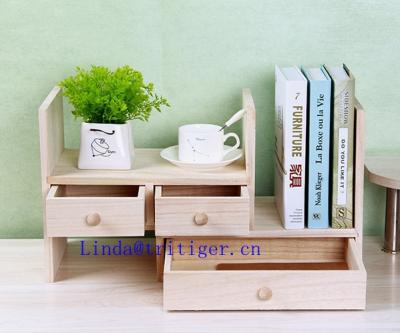 China Easy to Gather Wholesale Cheap Adjustable Wooden Desk Organizer Display Shelf Rack, Worktop Storage Bookcase for sale