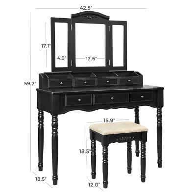 China (Other) Adjustable Modern Vanity Table with Mirror Makeup Table Dressing Table Set for sale