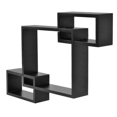 China (Other)Adjustable Black Intersecting 3 Rect Boxes Floating Shelf Decor Wall Mounted Home Furniture for sale