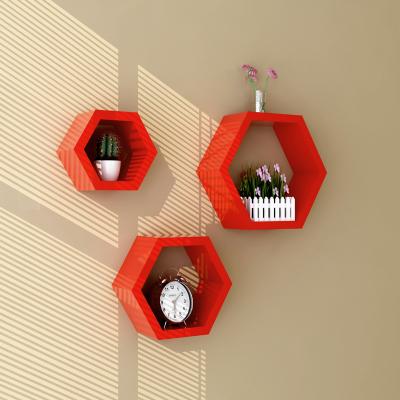 China 3 Piece MDF Wooden Hexagon Decorative Wall Mount Adjustable Shelves Factory Cheap Set (Other) for sale