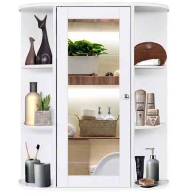 China Modern Simple Interior Mirror Cabinet 2 Tier Shelves Wall Mounted Bathroom Medicine Cabinet for sale