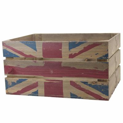 China China Wooden Rustic Crate With Union Jack Print for sale