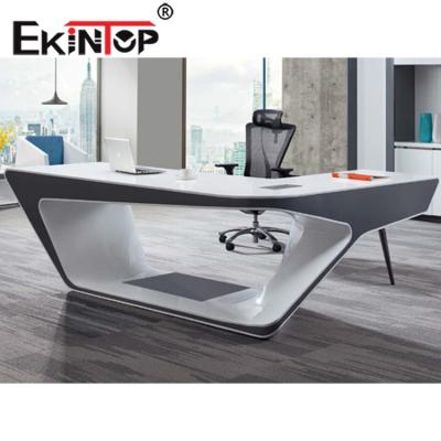 China Ekintop Free Sample High Quality Wooden Computer Desk Customized White Desk for sale