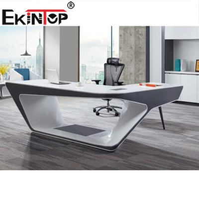 China Free Sample Customized High Quality l Shape Computer Desk White Ekintop Wooden Desk for sale