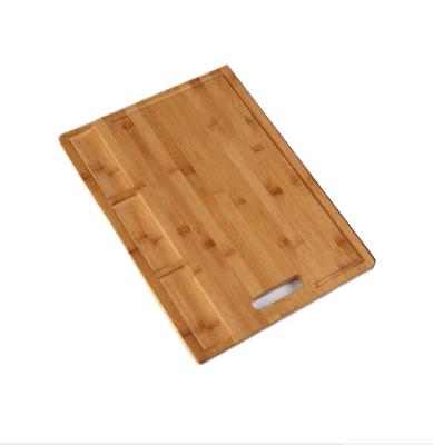 China Organic bamboo cutting board, sustainable suitable for the kitchen, equipped with 3 integrated compartments and juice bowls, resistant cut b for sale