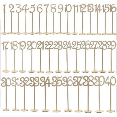 China Eco-friendly wooden table number wedding table number with base for table decoration for wedding banquet and birthday party for sale