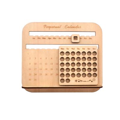 China Daily Weekly Monthly Planner Desk Calendar Wooden Perpetual Calendar, Multi-function Display Year, Month and Day for sale