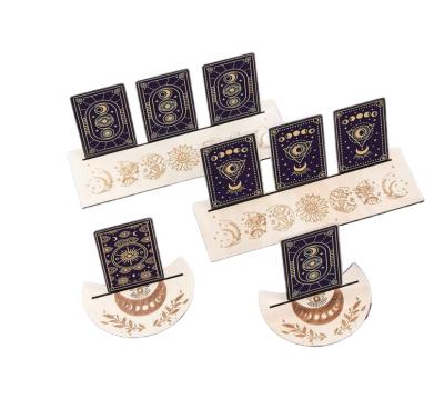 China Europe 4 wooden tarot card holders, 2 styles. 12.70 cm moon shape + 25.40 cm rectangular tarot card holder for sale