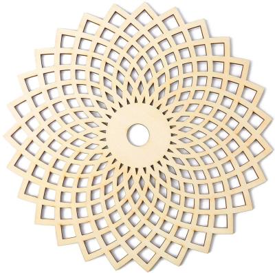 China Geometry Wooden Crystal Wooden Sacred Wall Hanging Dish Grid Flower Europe Decorative Grid Wall Sculpture for sale