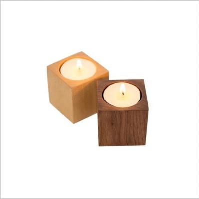 China Natural material a set of two square wooden candlestick holders, suitable for Valentine's Day, anniversary, marriage proposal and housewarming gifts for sale