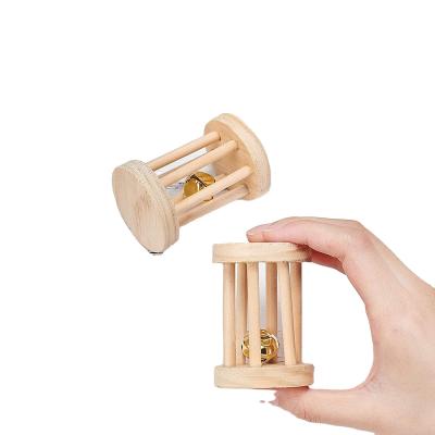 China Viable Natural Wooden Chew Toy Hamster Game Wheel Exercise Bell Roller Suitable for Squirrel, Rabbit, Hamster, Gerbil for sale