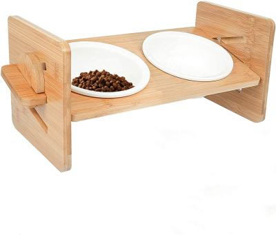 China Europe Wooden Pet Feeding Holder Bowl Set Is Suitable For Cats And Small Dogs, Cat Food And Water Bowl Holder Feeders for sale