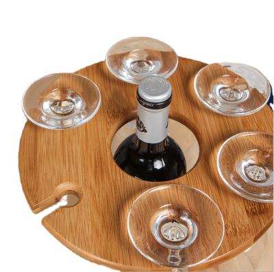 China Europe Discover Spotify Weekly European Creative Inverted Wine Glass Holder With Bamboo And Wood Base for sale