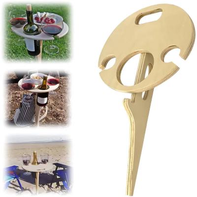 China 2021 Portable Folding Wine Rack Wood Cup Holder Viable For Wine Lovers Sands Reed Beach Camping for sale