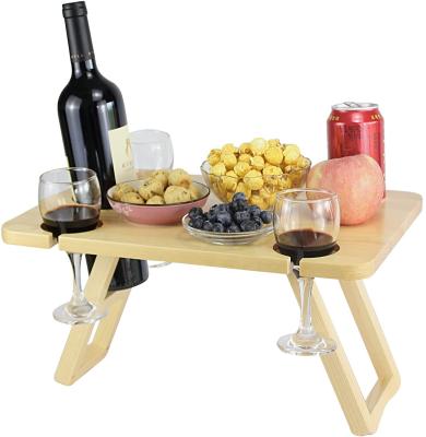 China Europe Wholesale Portable Outdoor Camping Mini Folding Picnic Wine Wood Table for sale