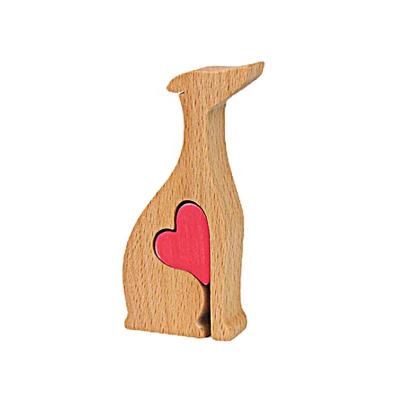 China Decorations love dog decorations, Christmas minimalist wooden house decorations, wooden dog decorations suitable for indoor and outdoor offices for sale