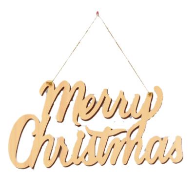 China Relieve pressure decoration texture exquisite Christmas letters hollowed out and custom wood wooden text decoration for sale