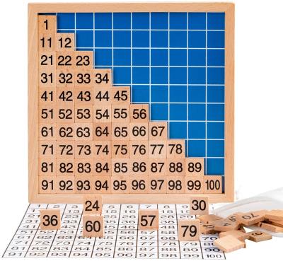 China Early Education Montessori Math Hundred-Character Wooden Board 1-100 Pcs, Maths Counting Toy, With Storage Bag for sale